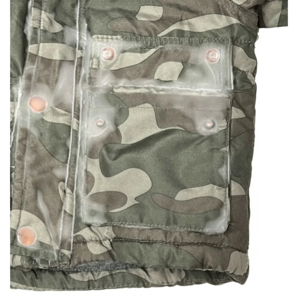 Oshkosh B'gosh Green Camouflage Coat Insulated Shearling Hood‎ Toddler 2T Nature